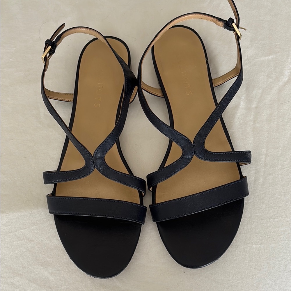 Talbots Black Tan Sandals Sleek Minimalist Design